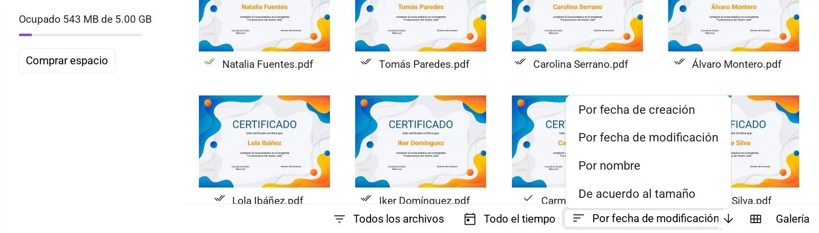 Selección de criterios para clasificación de archivos