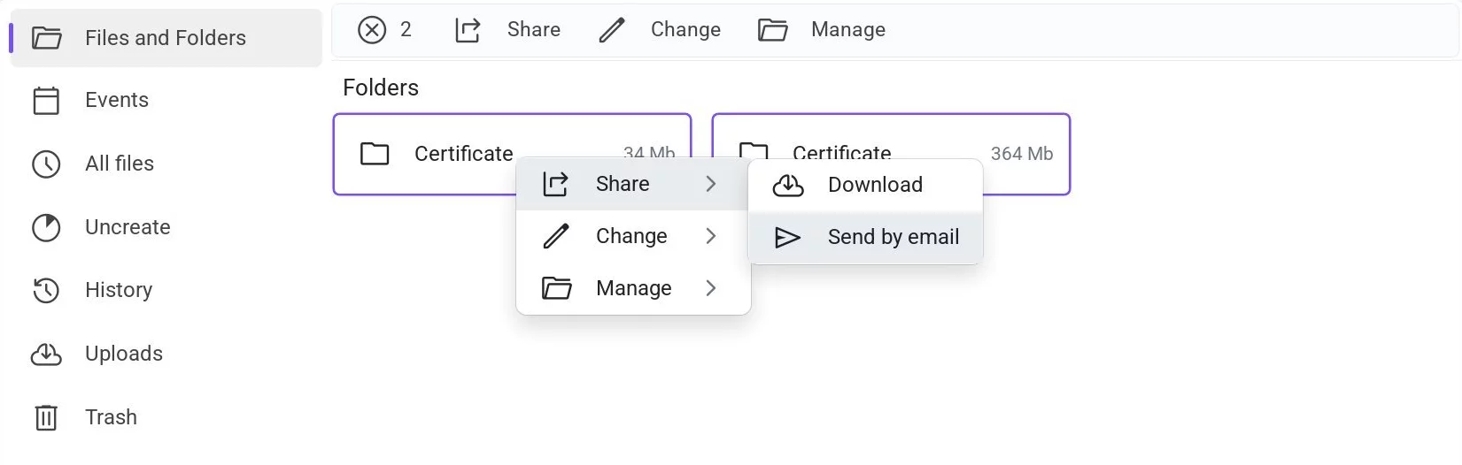 Context menu - email distribution