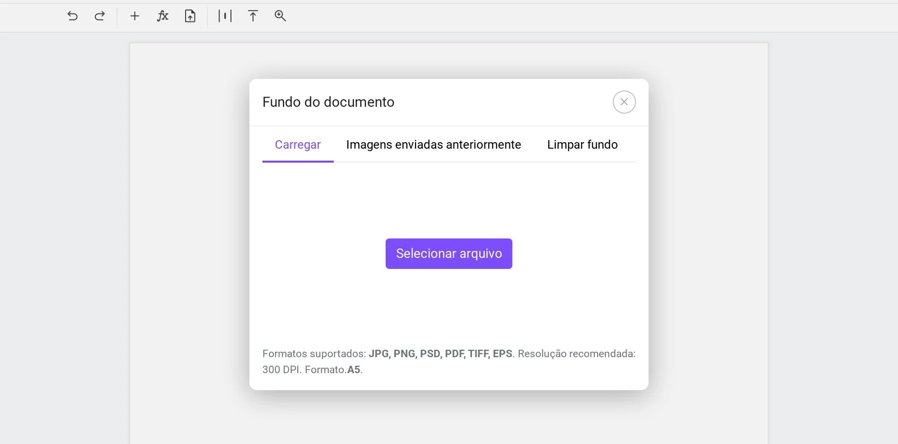 Janela de upload do diploma ou certificado