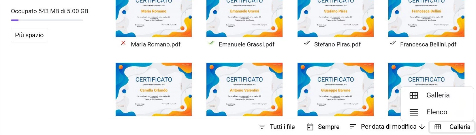 Cambio della modalità di visualizzazione