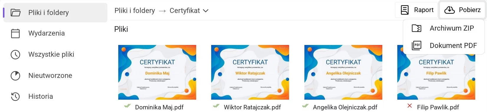 Pobieranie wszystkich plików z folderu - wybór formatu pliku